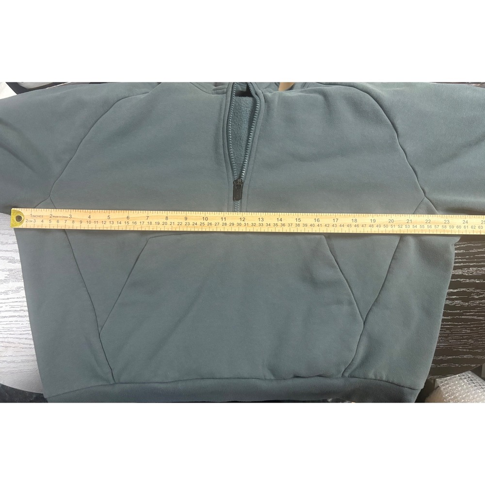 Athleta Coaster Luxe Recover Quarter Zip Hoodie Blue Gray Fleece Sweatshirt L - Picture 4 of 5
